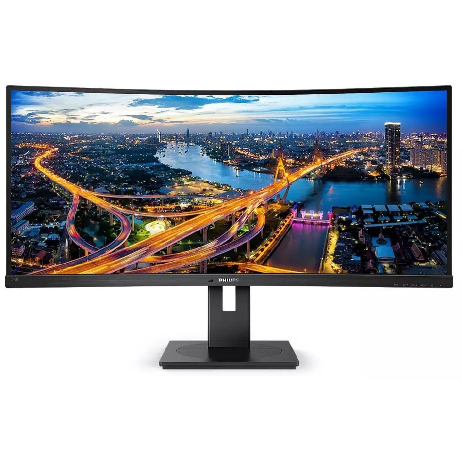 346B1C/11 34型21：9ワイド曲面ディスプレイ スピーカー付 ブラック VA