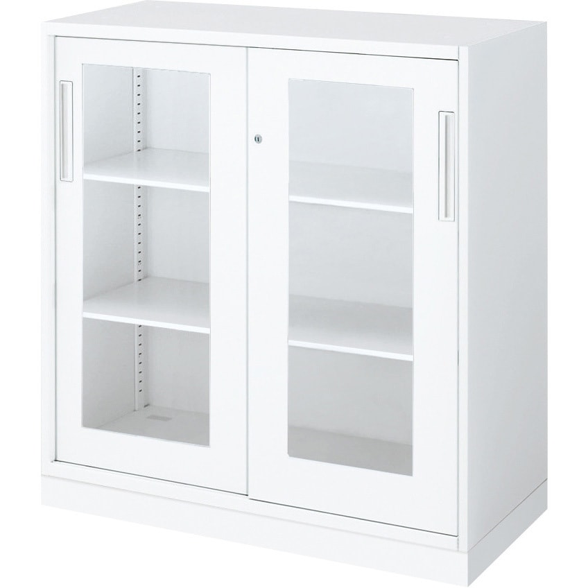 BWU-HGD249SSAWNN-K システム収納 エディア ガラス引き違い戸 ベース付きセット(配送・組立サービス付き) コクヨ ホワイト色 下置き 3段   BWU-HGD249SSAWNN-K