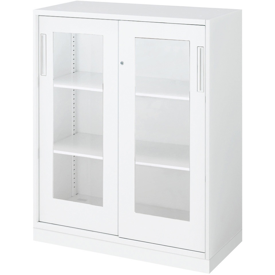 BWU-HGD259SAWNN-K システム収納 エディア ガラス引き違い戸 ベース付きセット(配送・組立サービス付き) コクヨ ホワイト色 下置き 3段   BWU-HGD259SAWNN-K