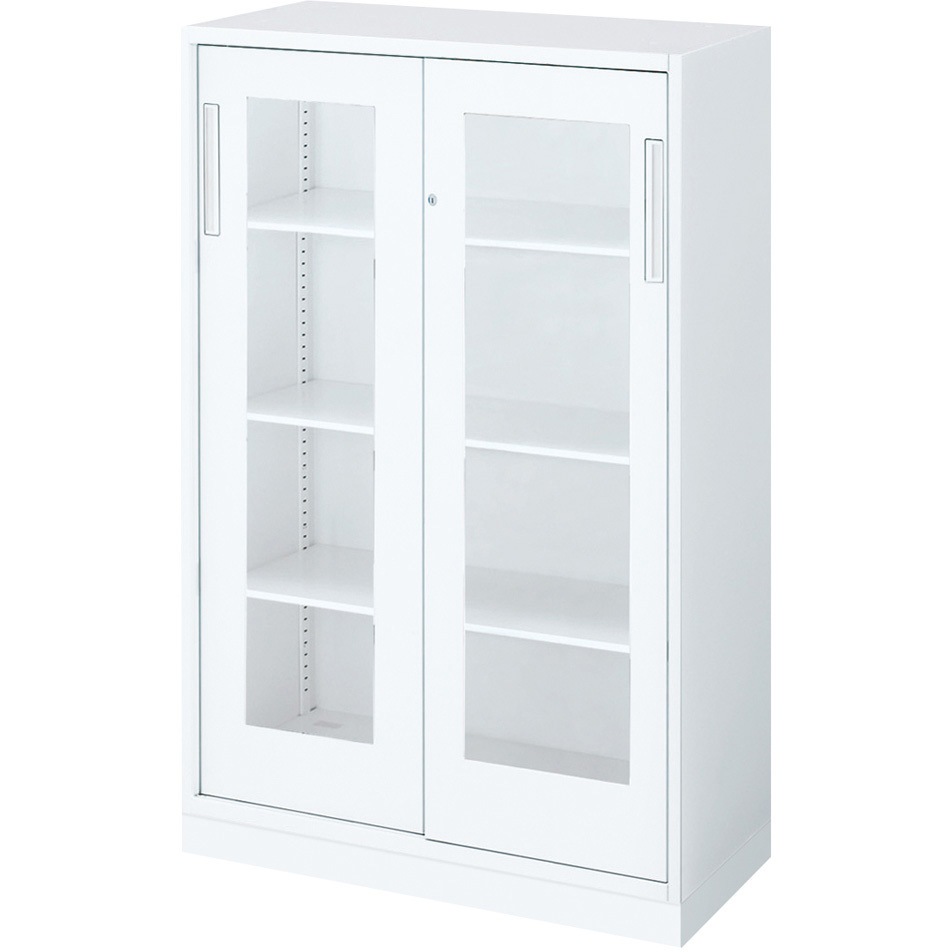 BWU-HGD268SAWNN-K システム収納 エディア ガラス引き違い戸 ベース付きセット(配送・組立サービス付き) コクヨ ホワイト色 下置き 4段   BWU-HGD268SAWNN-K