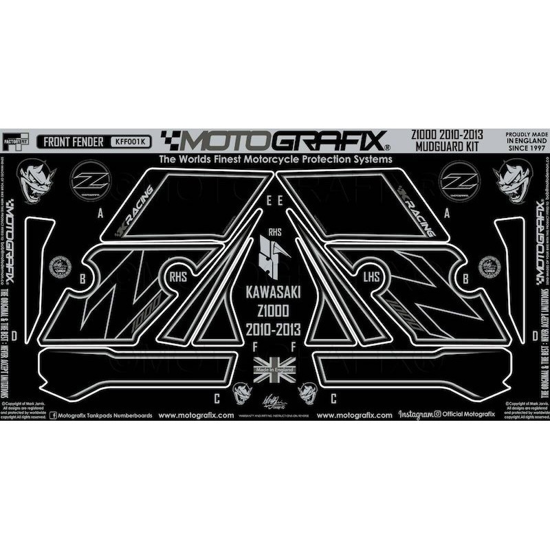 KFF001K Fender Protector MOTO GRAFIX (モトグラフィックス) 適合車種KAWASAKI Z1000(10-13) 色Black with Dark Grey&Metallic Silver