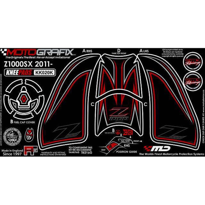 KK020K KNEE BODY PAD MOTO GRAFIX (モトグラフィックス) 適合車種KAWASAKI Z1000SX(11-) 色BLACK   KK020K