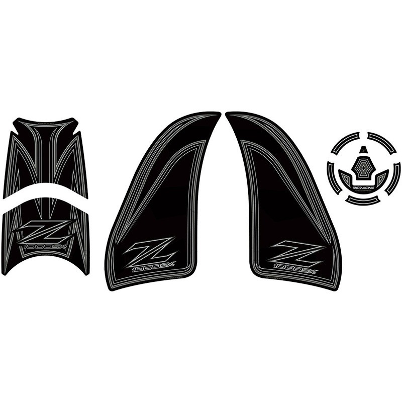 KK022KS KNEE BODY PAD MOTO GRAFIX (モトグラフィックス) 適合車種KAWASAKI Z1000SX(17-19) 色Black with Grey & Metallic Silver   KK022KS
