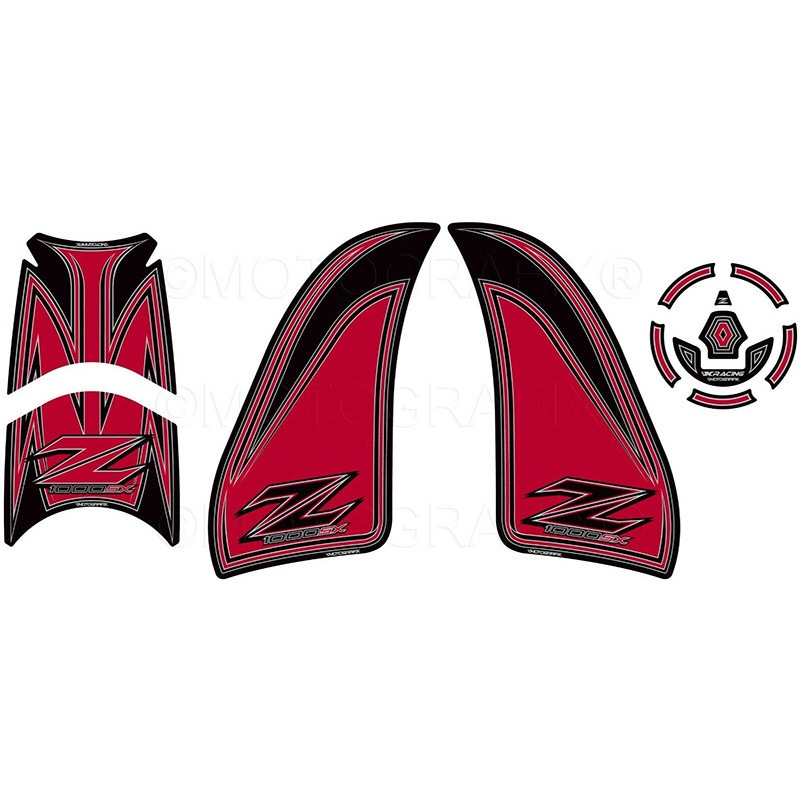 KK022R KNEE BODY PAD MOTO GRAFIX (モトグラフィックス) 適合車種KAWASAKI Z1000SX(17-19) 色Red with Black & Metallic Silver   KK022R