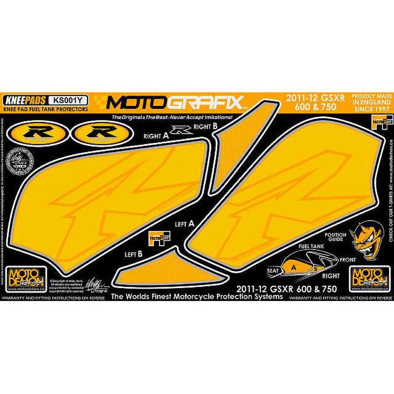 KS001Y KNEE BODY PAD MOTO GRAFIX (モトグラフィックス) 適合車種SUZUKI GSX-R600/750L1/L2(11-)   KS001Y