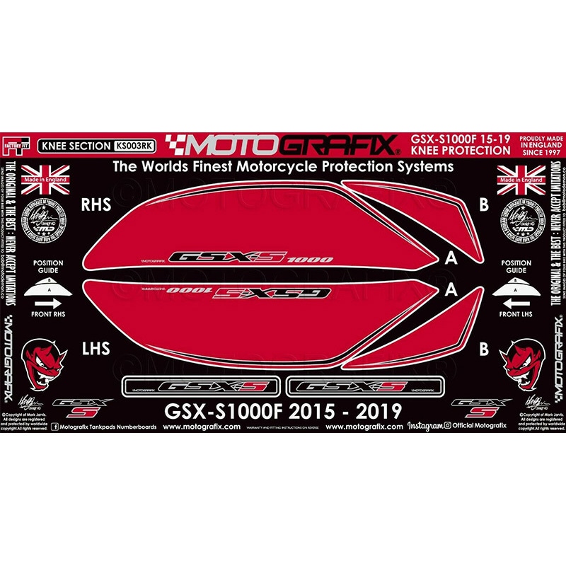 KS003RK KNEE BODY PAD MOTO GRAFIX (モトグラフィックス) 色Red with Black & Metallic Silver KS003RK