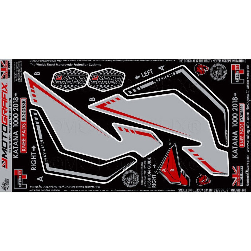 KS005SR KNEE BODY PAD MOTO GRAFIX (モトグラフィックス) 適合車種SUZUKI KATANA(18-21) 色MetallicSilver with Black & Red   KS005SR