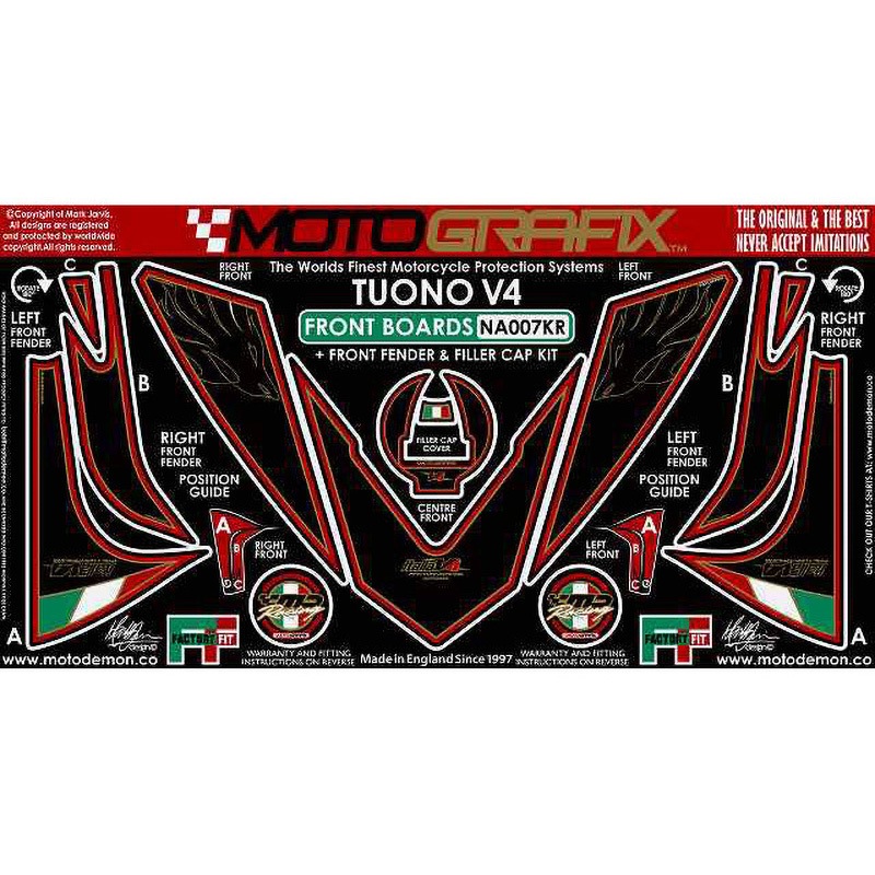 NA007KR FRONT BODY PAD MOTO GRAFIX (モトグラフィックス) 適合車種APRILIA RSV TUONO V4(11-)   NA007KR