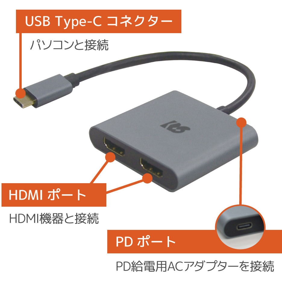 Type‐C変換アダプタ HDMI PD対応 Type-C変換アダプタ（HDMI・PD・HDR・おすすめ） KC038 サンワサプライ