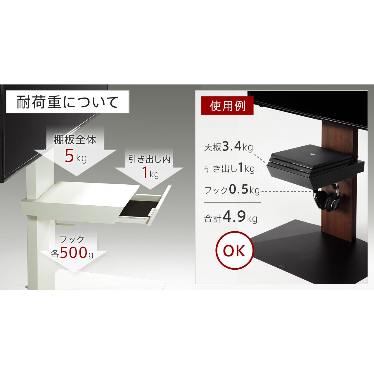 D05000025 WALLテレビスタンドV3・V2・V5対応 収納付きゲーム機棚板
