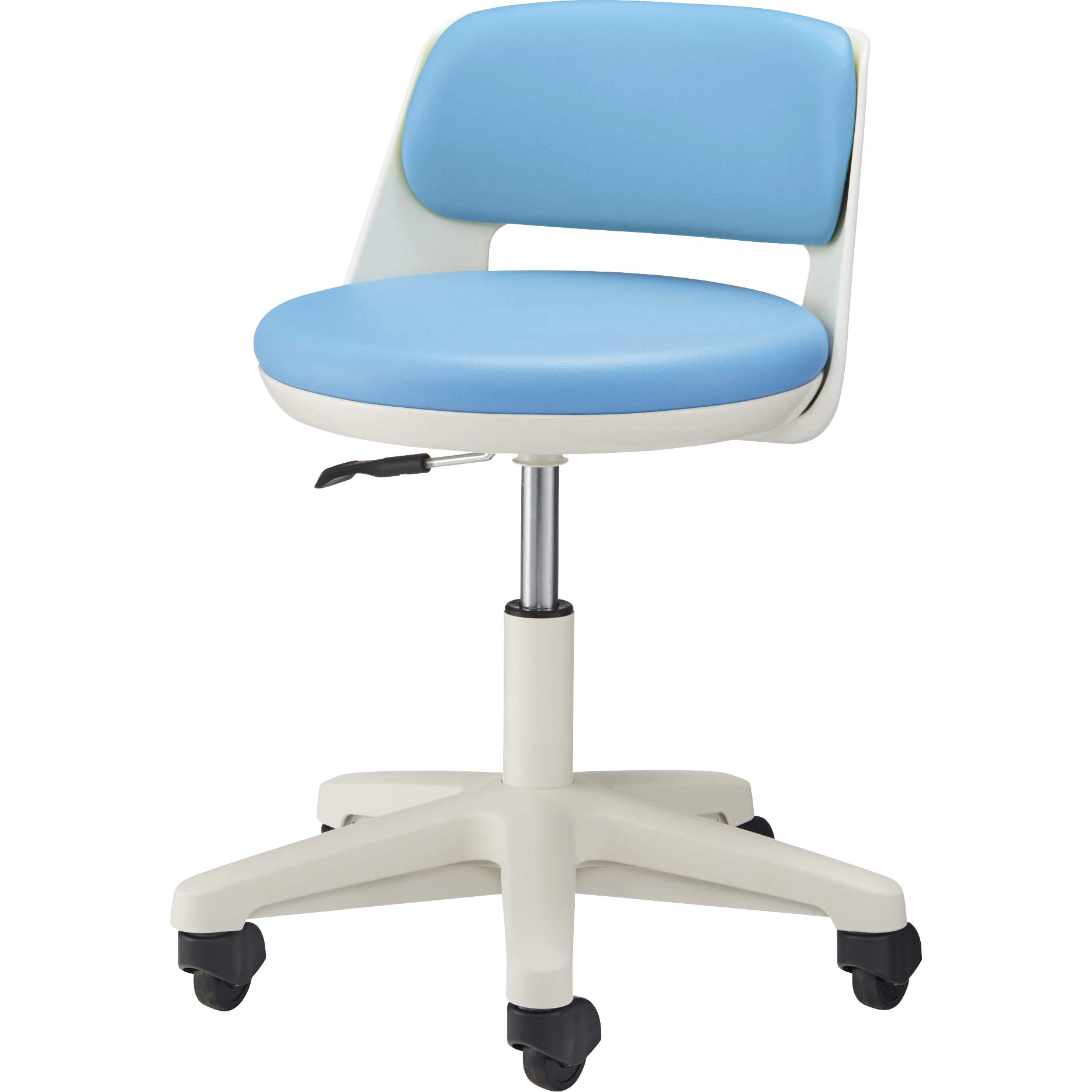 No.3810PS-W サポート用チェアー LION (ライオン事務器) キャスターあり オールドブルー色 質量9.7kg