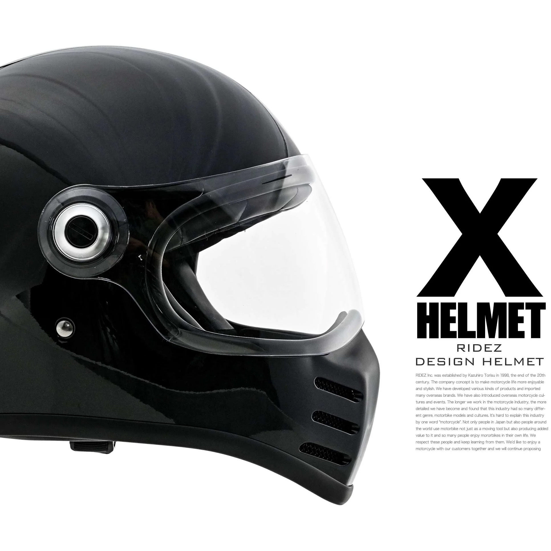 RH-X-BK-Mサイズ RIDEZ X HELMET MATT BLACK バイク用フルフェイス