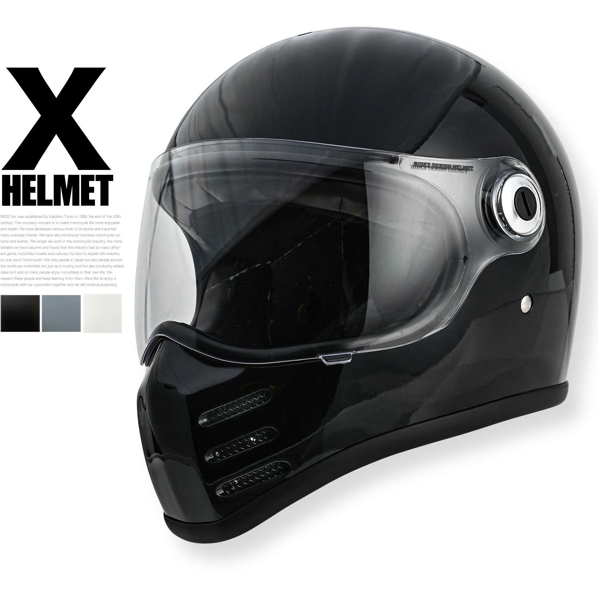 RIDEZ ライズ 2輪用ヘルメット 2021.11.24製造 Lサイズ ブラックパール RH-X-BK-Lサイズ RIDEZ X HELMET MATT BLACK バイク用フルフェイス