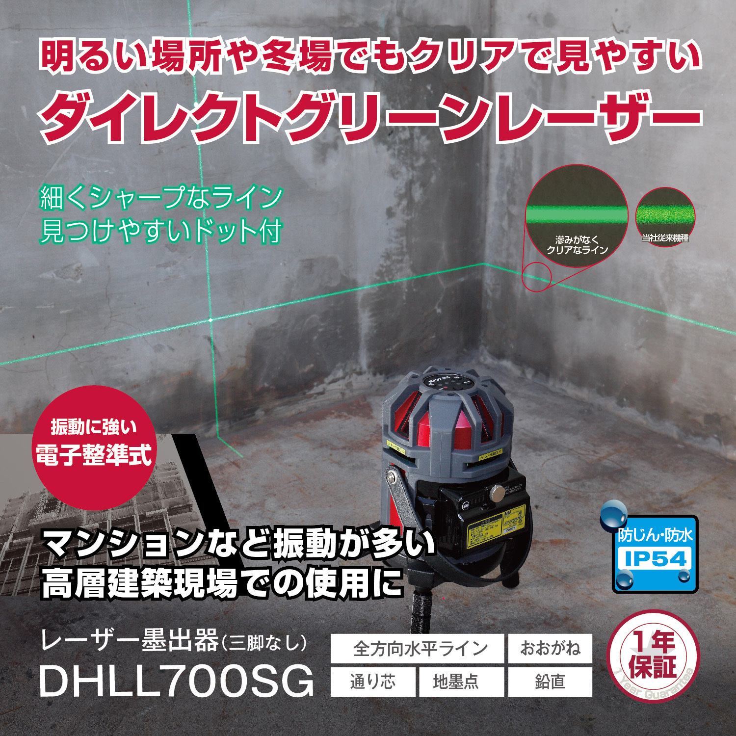 DHLL700SG 三脚なし レーザー墨出器 1台 京セラインダストリアル