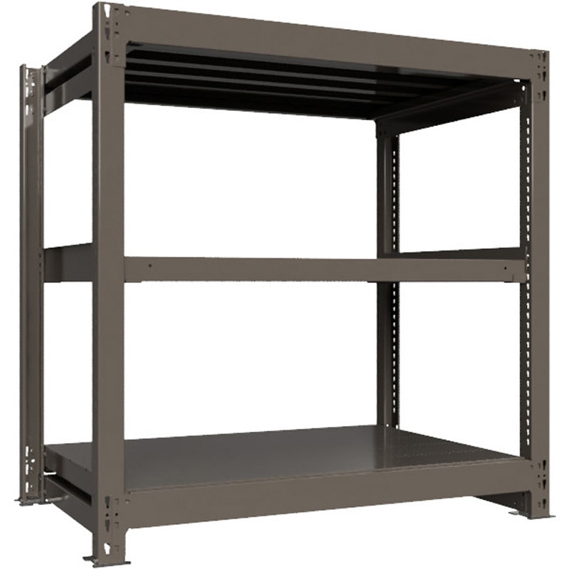 重量ラック ボルトレス 1000kg 単体 高さ1200mm モノタロウ グレー色 3段 間口1200mm