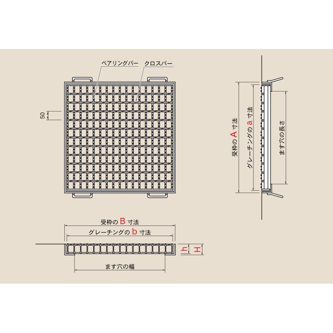 ZFC-25-33M-T-2 グレーチング スチールスベリ止め正方形ますぶた(ZURAZU) T-2 1個 カワグレ 【通販モノタロウ】