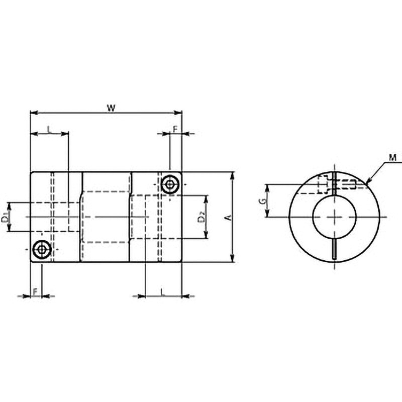 XGL2-25C-6-10 フレキシブルカップリング 高減衰能ゴムタイプ ロングタイプ XGL2 NBK(鍋屋バイテック会社) 許容偏心0.15mm