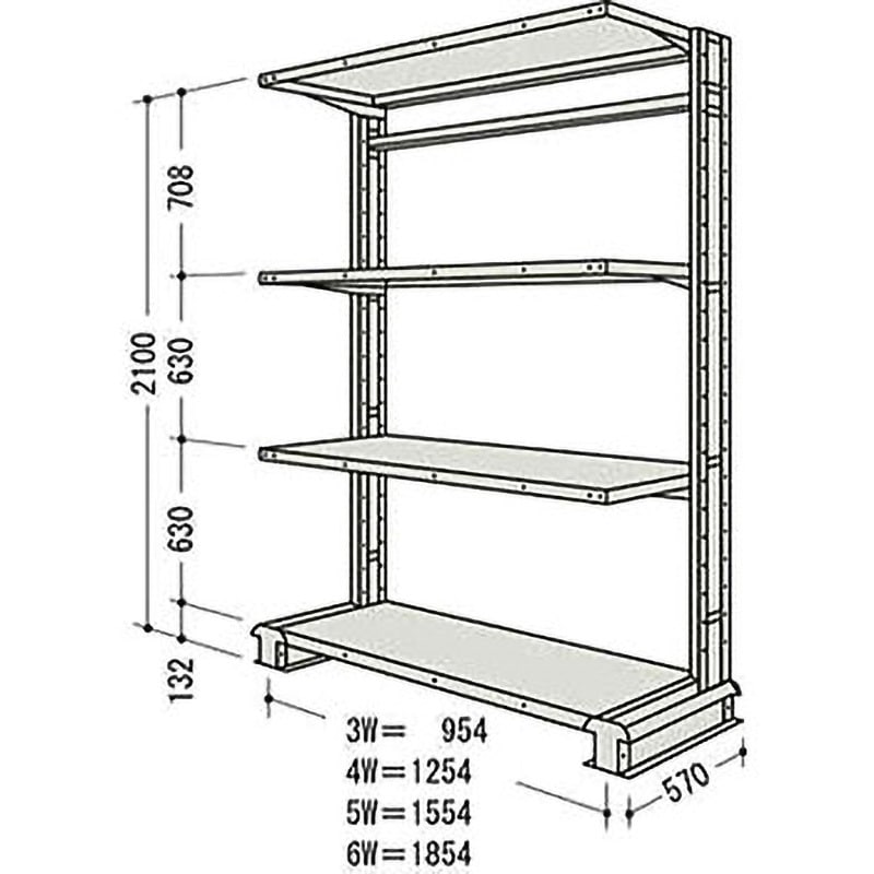CR75SS4B NF キャンチラック単式増結1連 日本ファイリング オイスターホワイト色 均等積載量150kg/段 4段 間口1604mm高さ2100mm  CR75SS4B 47,388円
