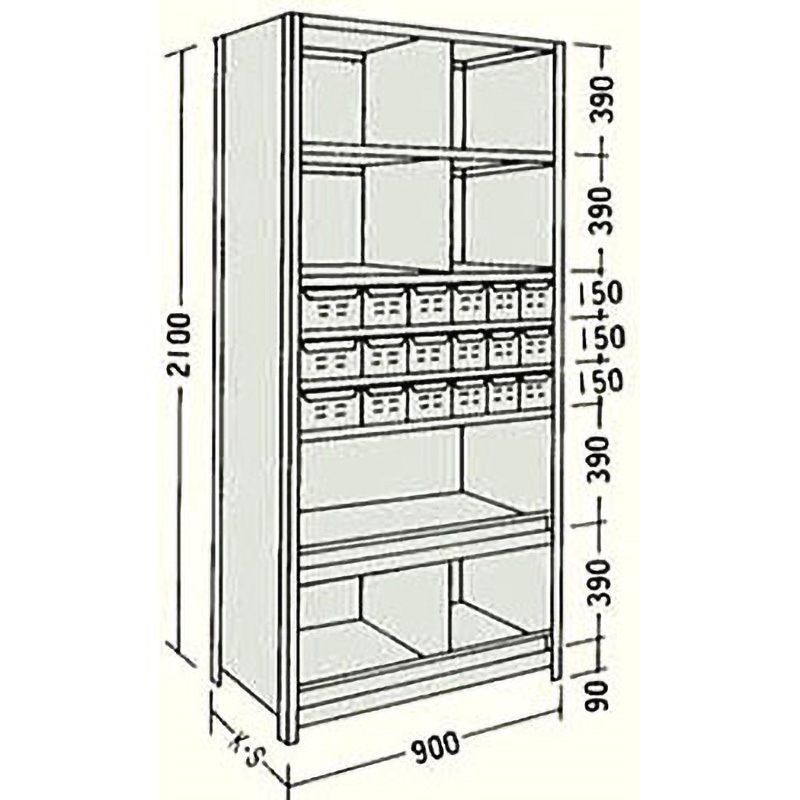 LA73K78 NF 引出し付軽量物品棚 日本ファイリング スチール 奥行300mm  LA73K78