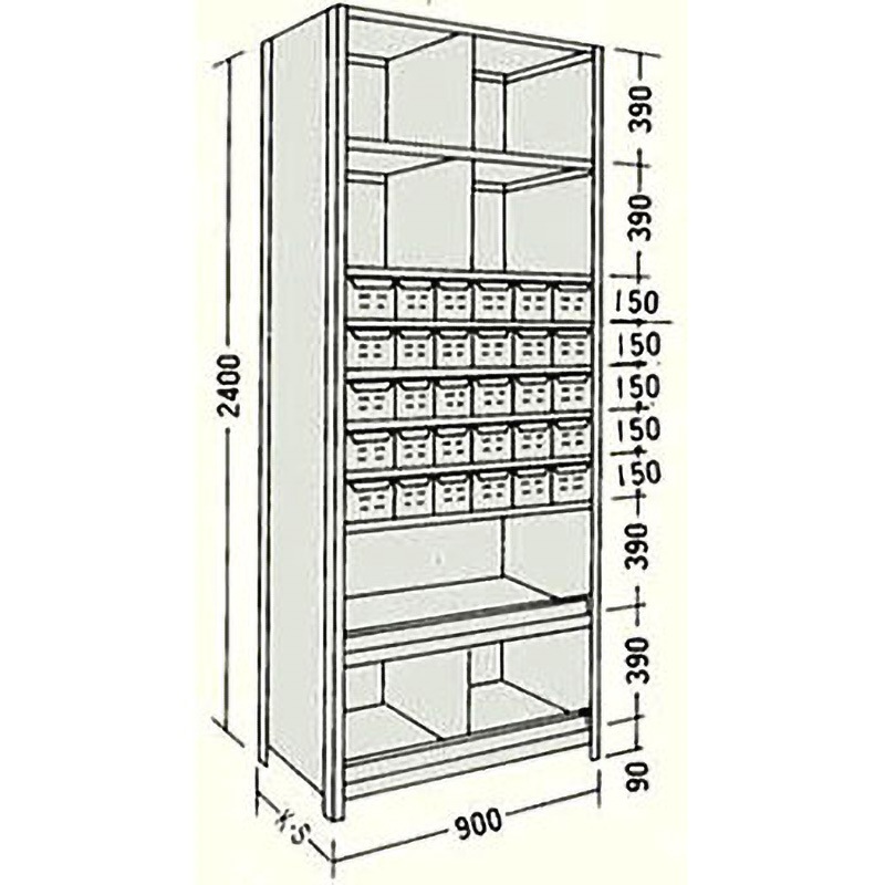 LA83K710 NF 引出し付軽量物品棚 日本ファイリング スチール 奥行300mm  LA83K710