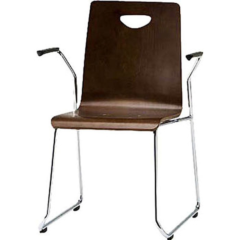 RNL2A TOKIO リフレッシュチェア ループ脚肘付 TOKIO(藤沢工業) PP樹脂成型品 ブラウン色 材質スチールパイプ/クロムメッキ脚 質量6.6kg  RNL2A