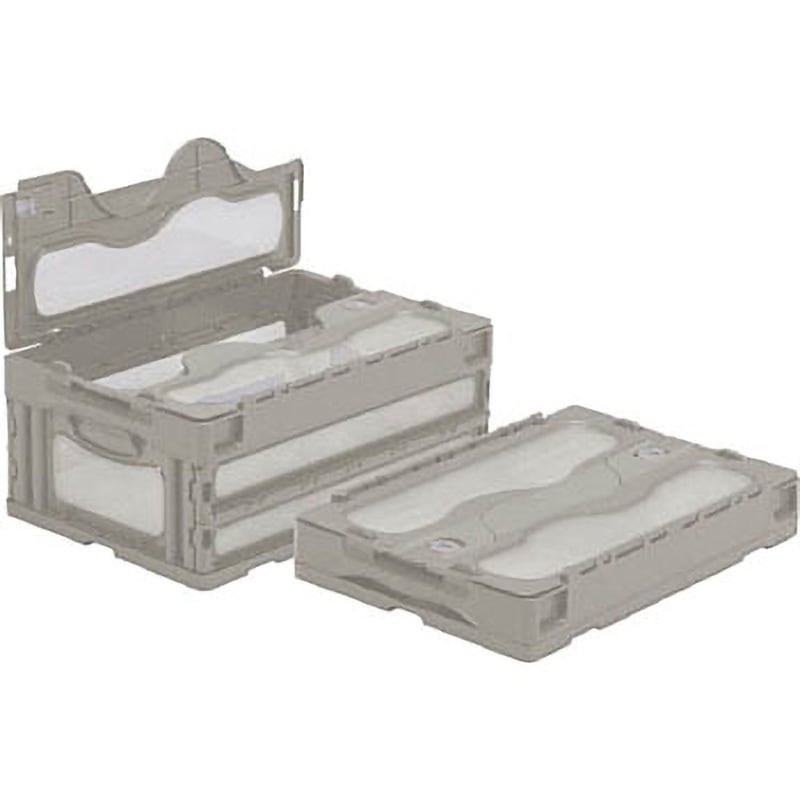 55903000GL802TM 折りたたみコンテナ マドコンC(フタ一体型) サンコー(三甲) 容量33L 嵌合商品オリコン P31B 種別SKOC30BGLL ライトグレー/透明色 1個