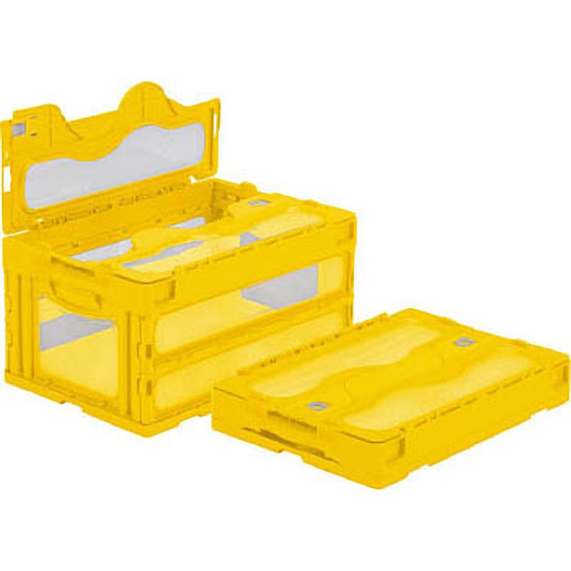 55902000YE304TM 折りたたみコンテナ マドコンC(フタ一体型) サンコー(三甲) 容量41.5L 嵌合商品オリコン P31B 種別SKOC40BYE イエロー/透明色 1個