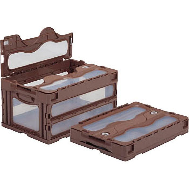 55902000BR701TM 折りたたみコンテナ マドコンC(フタ一体型) サンコー(三甲) 容量41.5L 嵌合商品オリコン P31B 種別SKOC40BBR ブラウン/透明色 1個