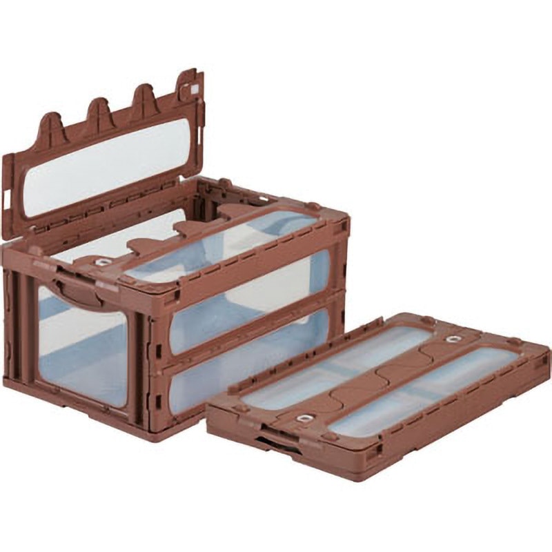 55906000GR608TM 折りたたみコンテナ マドコンC(フタ一体型) サンコー(三甲) 容量74.4L 種別SKOC75BGR グリーン/透明色 外寸(幅×奥行×高さ)649×439×340mm 1個