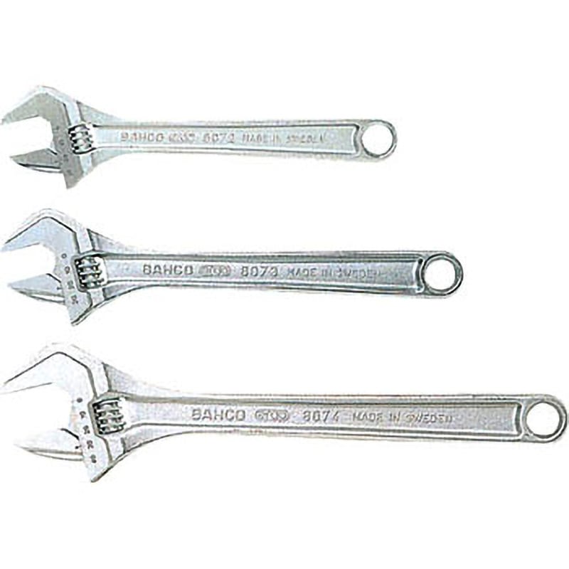 8074C モンキーレンチメッキ BAHCO(バーコ) 特殊工具鋼(クローム仕上げ)製 全長380mm口開き44mm 1個 8074C