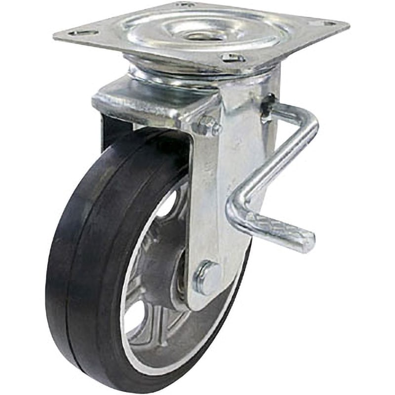 PMS-150AWLB(R) 産業用キャスター自在車ストッパー付 アルミホイルゴム車輪 ユーエイキャスター 三価ユニクロ仕上 車輪径150mm車輪幅42mm