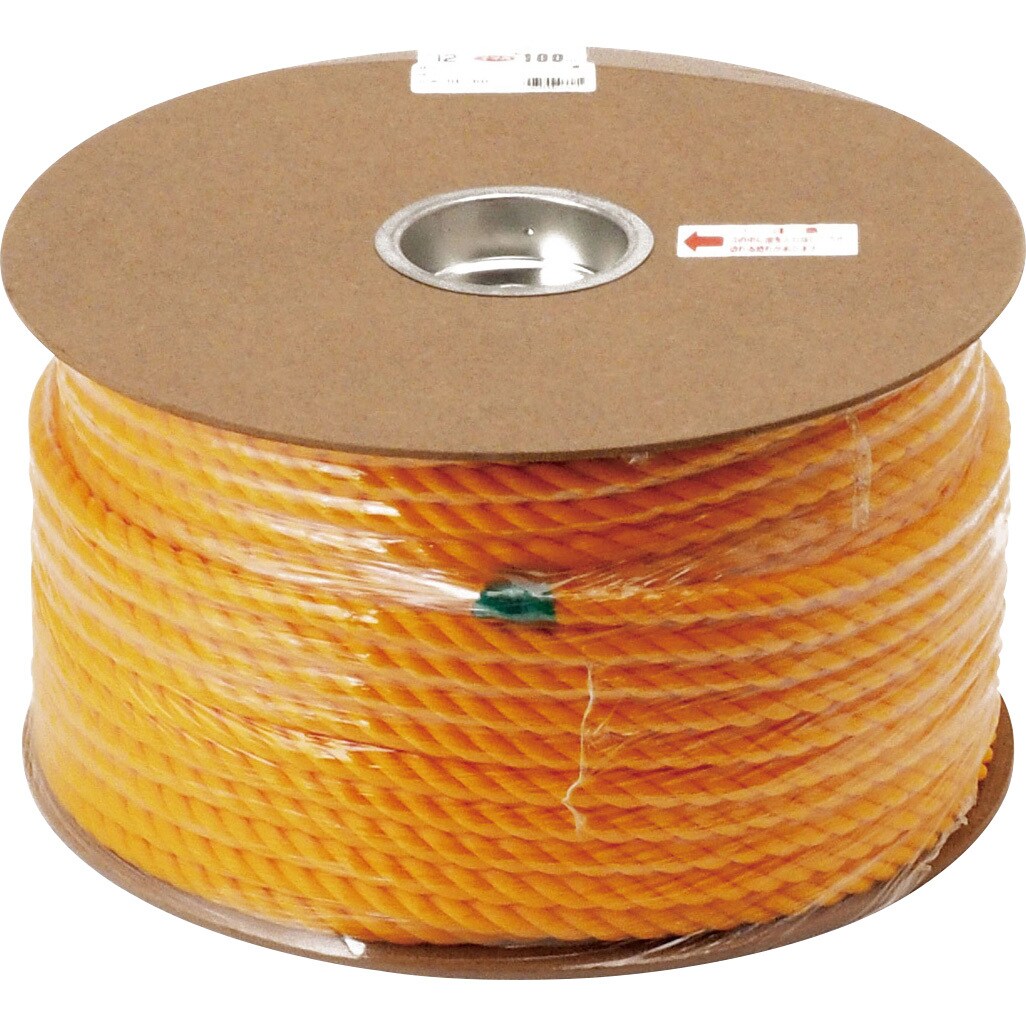 まつうら工業 クレポリ ロープ 太さ12mm 長さ100m ドラム巻 オレンジ色 - 5