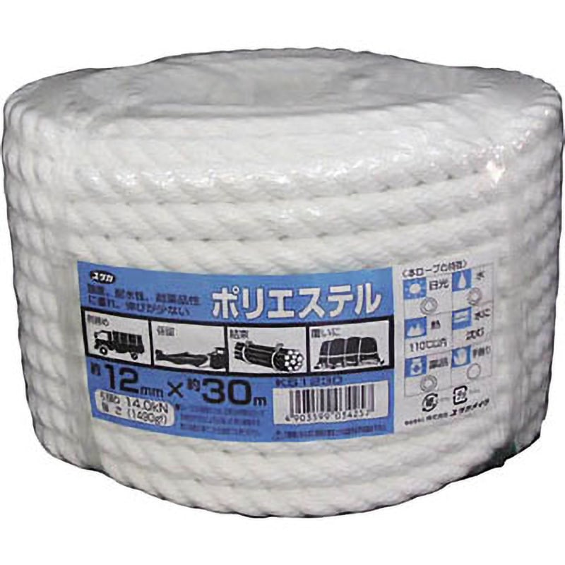 KS1230 ポリエステルロープ万能パック 12Φ×30m ユタカメイク 白色