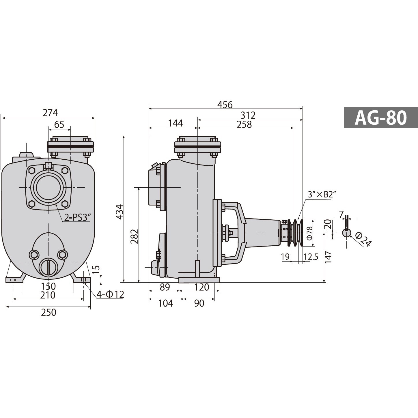 AG-80 単体ポンプ(大水量型) AGポンプシリーズ 1台 工進 【通販 