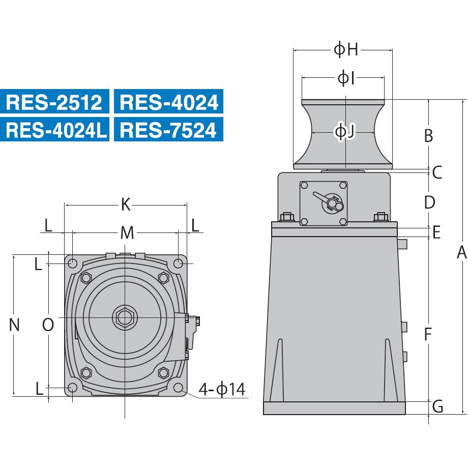 RES-4024 船舶用ウインチ イカール RES・RELシリーズ(250・400W) 1台 工進 【通販モノタロウ】