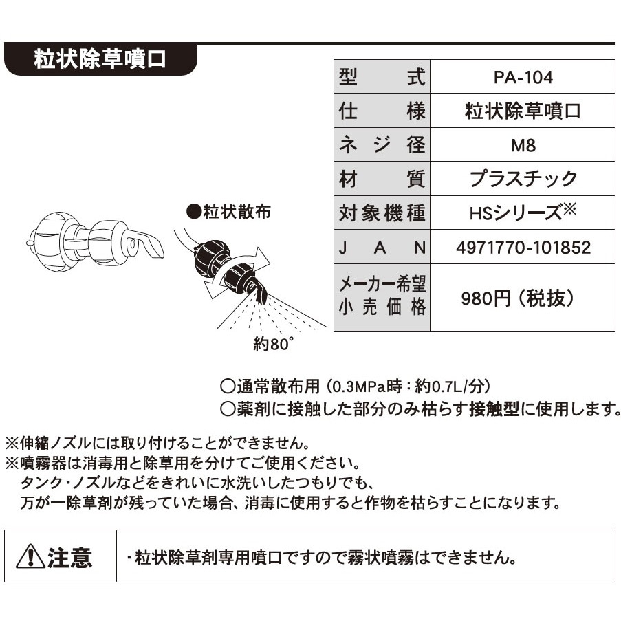 噴霧器用除草剤ノズル：家具のショウエイ