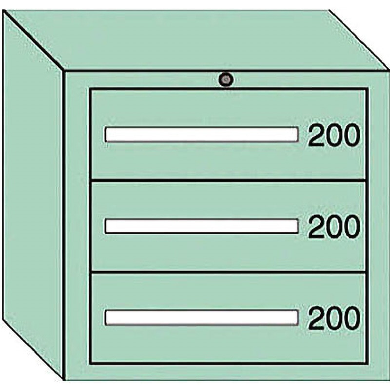 6603 中量キャビネット 大阪製罐 最大積載量600kg 若草(グリーン) 引出し数3 外寸法693×557×681mm