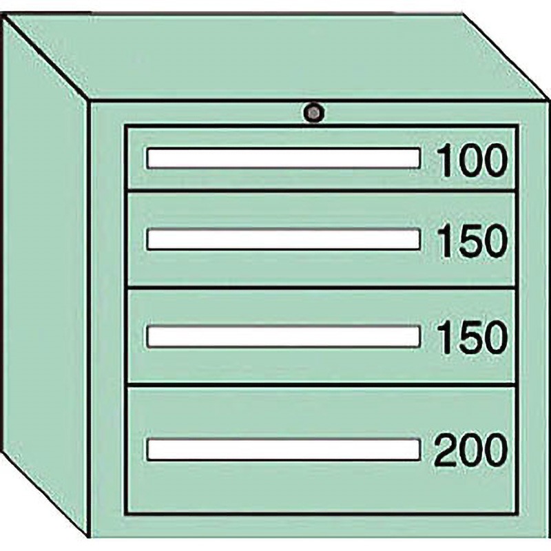6604 中量キャビネット 大阪製罐 最大積載量600kg 若草(グリーン) 引出し数4 外寸法693×557×681mm
