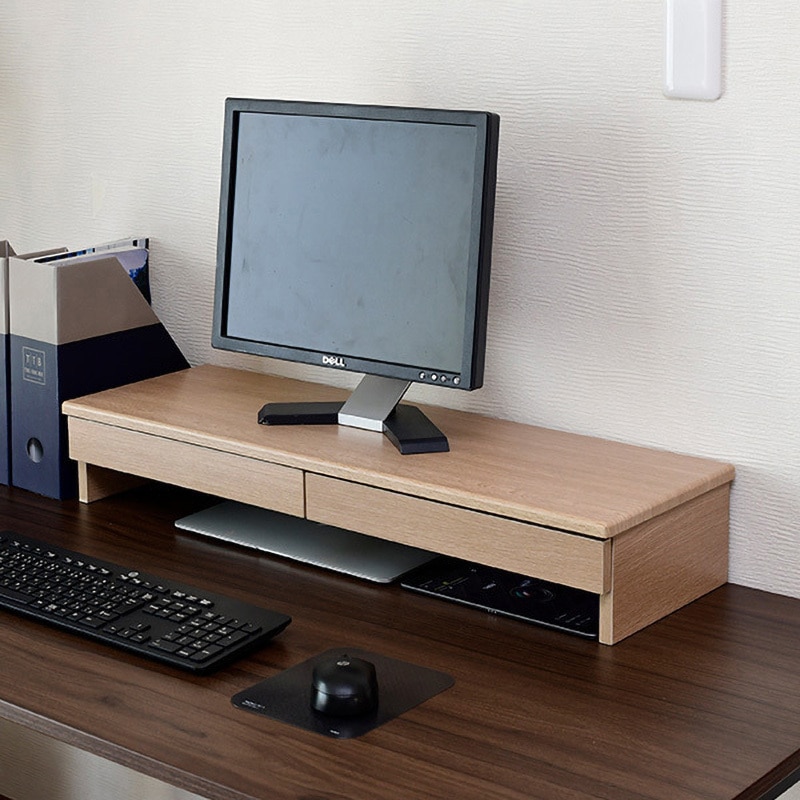 DTS-H8025(NA) モニタースタンド YAMAZEN(山善) 引出しあり ナチュラル