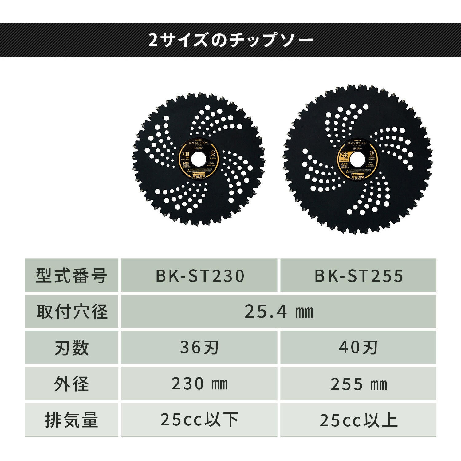 BK-ST255 刈払機用チップソー コブ付タイプ 石に強い 強力コブ BLACK