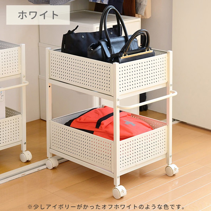 OPR-5738(MBK) 収納ラック キャスター付き YAMAZEN(山善) 2段