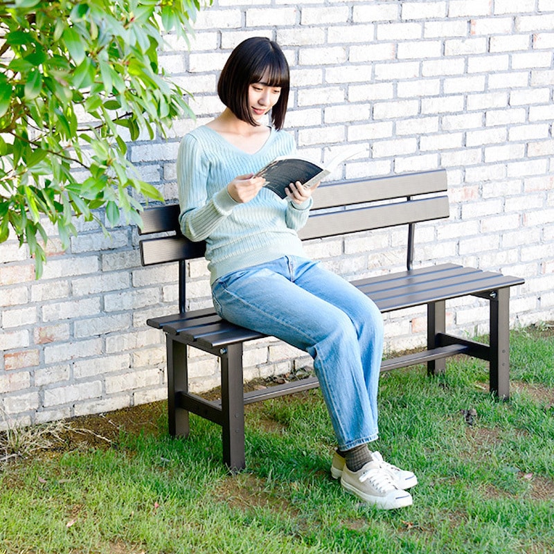 ✨️未使用品✨️山善 背もたれ付き縁台120cm KBT-120(DBR) KBT-120(DBR) 背付きアルミ縁台 1台 YAMAZEN(山善) 【通販モノタロウ】