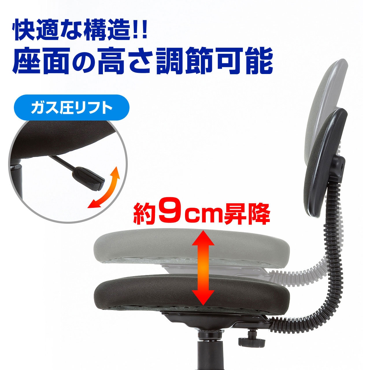 SNC-A1BK OAチェア SNC-A1 サンワサプライ ローバック キャスターあり