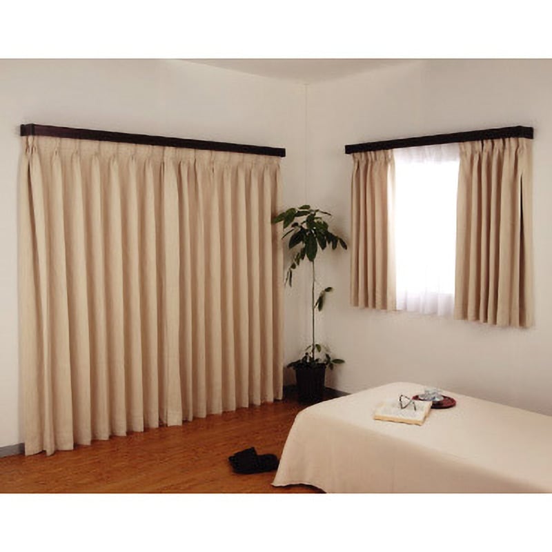 カーテンダブルトラック ペルメットボックス付き、カスタムサイズの