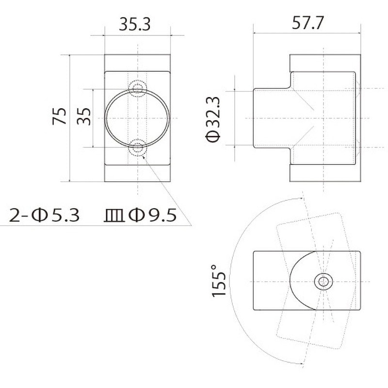 32mm 回転式ブラケット回転止ネジ付 フジテック・ジャパン クローム