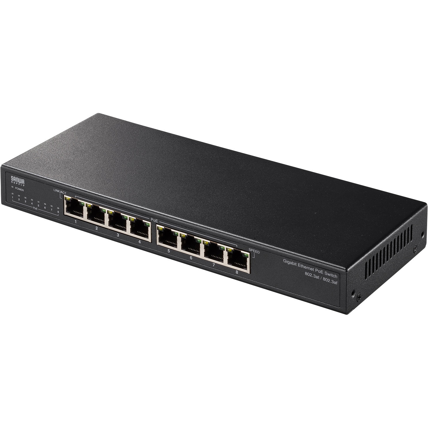 LAN-GIGAPOE82 PoEスイッチングハブ サンワサプライ 8ポート 静音