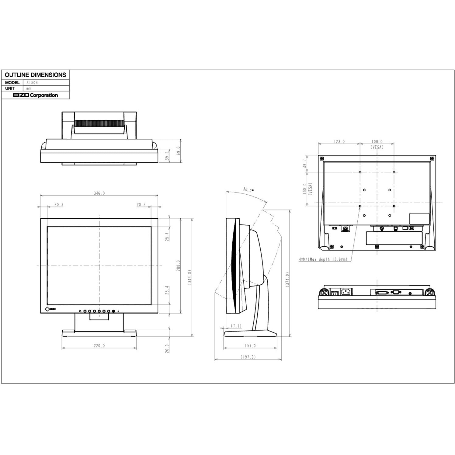 S1504-TBK 15.0型カラー液晶モニター FlexScan S1504 (XGA/DVI-D