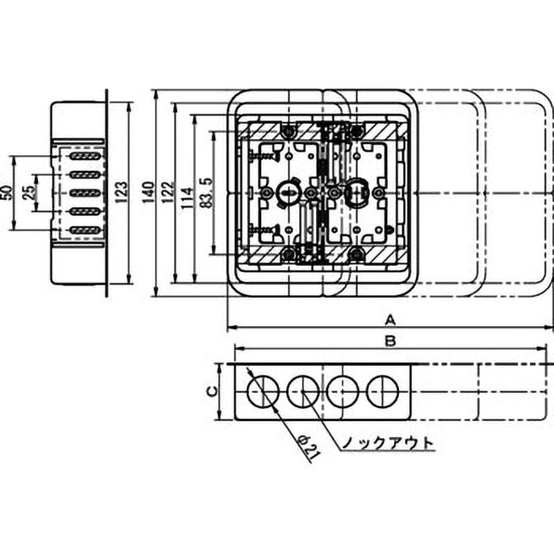 鋼製カバー付スライドボックス(省令準耐火対応)(センター磁石付) 1個 SBG-1F