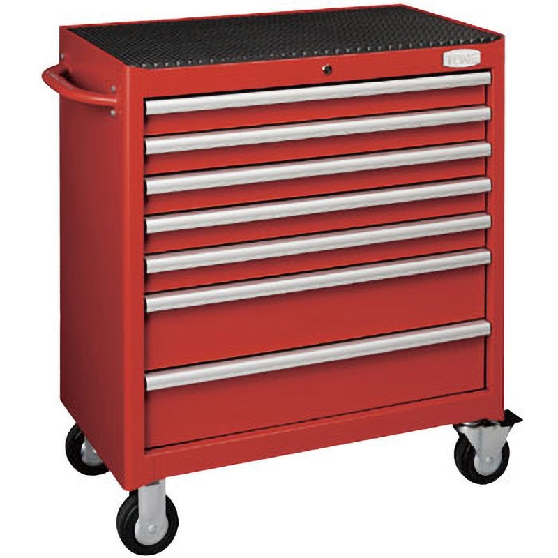 WSW207R ワイドローラーキャビネット TONE(トネ/旧:前田金属工業) 引出しあり 7段 レッド色