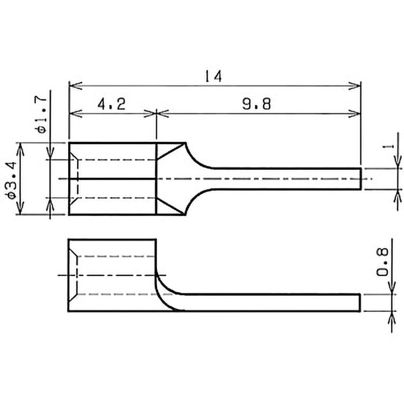 1.25-3AF (100) (N) 板状端子 JST(日本圧着端子製造) 裸圧着端子 板形